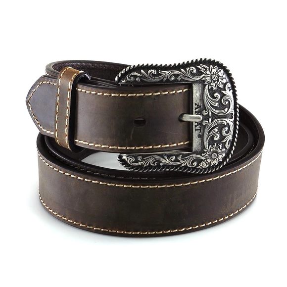 Women\'s Basic Heavy Stitched Belt, Brown, X-large✋